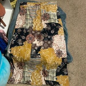 Multi patterned yellow/blue long skirt size Medium